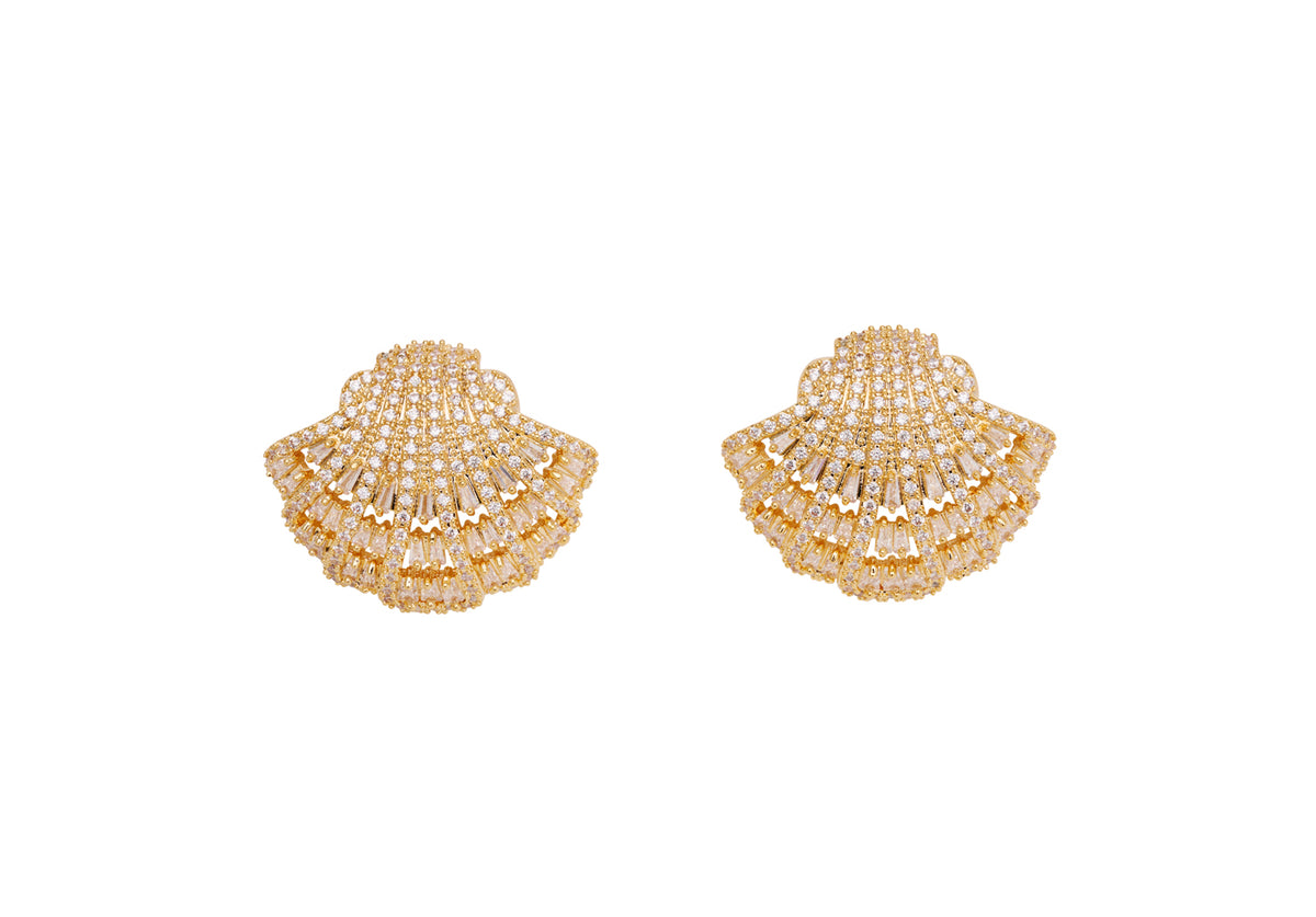 Shell Crystal Studs