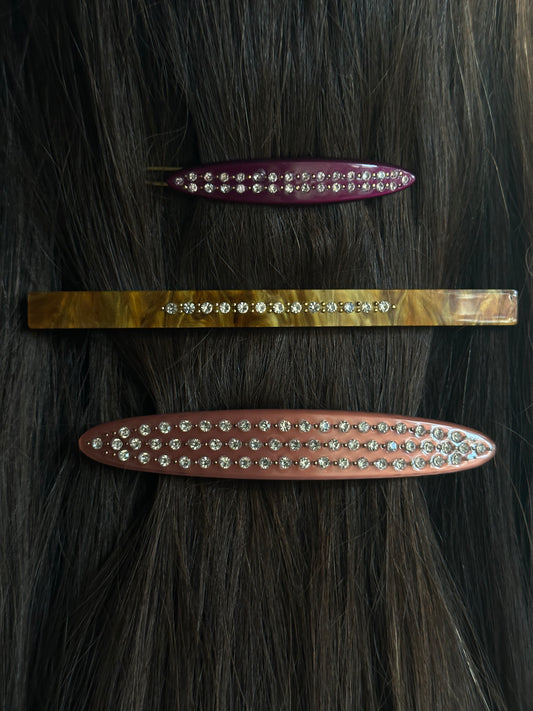 Aval Grande Crystal Barrette