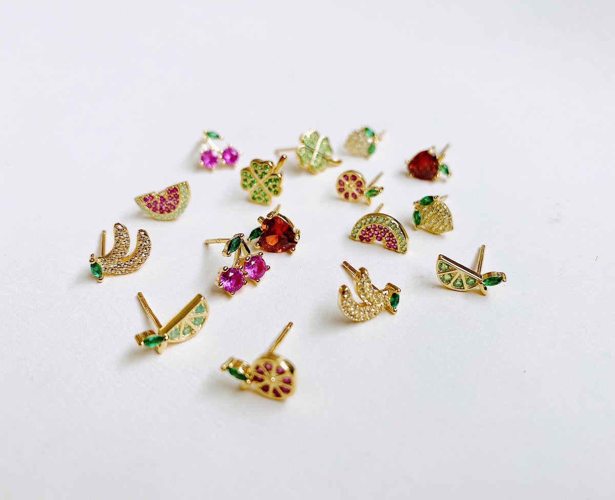 Lime Crystal Studs