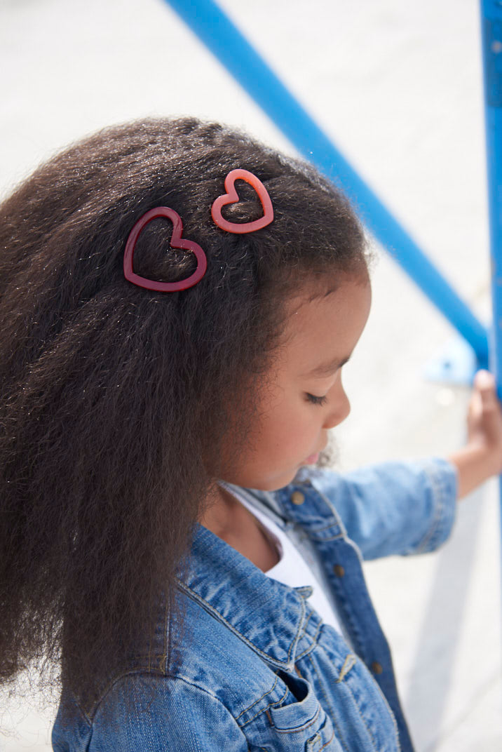 Red Barnet 2x Heart Clips